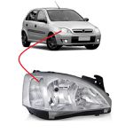 Farol Corsa G2 Montana G1 2003 a 2012 Mascara Cromada Direito