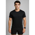 Camiseta Fitness Preto Masculina 100% Poliamida – Toque Gelado, Leveza Extrema