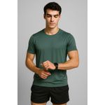 Camiseta Fitness Verde Masculina 100% Poliamida – Toque Gelado, Leveza Extrema