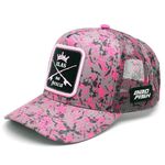 Boné Feminino Esporte Pesca Aba Curva Bad Fish Rosa e Branco