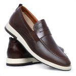 Sapato Loafer Mocassim Masculino Couro Legítimo Café Forro de Couro Badplay