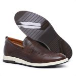 Sapato Loafer Mocassim Masculino Couro Legítimo Café Forro de Couro Badplay