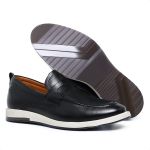 Sapato Loafer Mocassim Masculino Couro Legítimo Preto Forro de Couro Badplay