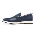 Sapato Loafer Mocassim Masculino Couro Legítimo Azul Marinho Forro de Couro Badplay