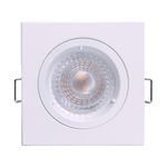 SPOT LED QUADRADO DE EMBUTIR BRANCO 3,3W 3000K - LUZ AMARELA