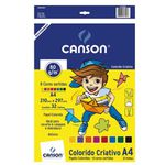 Bloco de Papel Colorido Criativo A4 Canson - 8 Cores, 80g, 32 Folhas