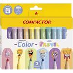 Conjunto De canetinhas Coloridos Pastel Compactor - 12 Cores