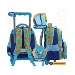 Kit Escolar Dino Azul - Mochila, Lancheira e Estojo - YINS