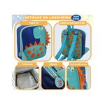 Kit Escolar Dino Azul - Mochila, Lancheira e Estojo - YINS