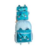 Kit Mochila de Rodinha Gato Holográfico com Lanche e Estojo Sortidas WINTH