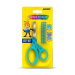 Tesoura Escolar com Kit Alfabeto Azul Acrilex 