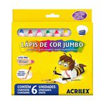 Lápis De Cor Jumbo 6 Cores Acrilex + Apontador