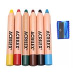 Lápis De Cor Jumbo 6 Cores Acrilex + Apontador