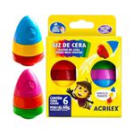 Giz de Cera 6 Cores Foguete Acrilex 