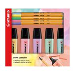 Estojo 5 Stabilo Boss Pastel + 5 Stabilo Point 88 Pastel Stabilo