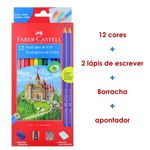 Lápis de Cor Faber Castell 12 Cores Kit +2N