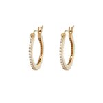 Brinco de ouro amarelo 18k argola com cristais