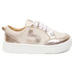 Tênis em couro Off-white com Dourado Bamu Infantil