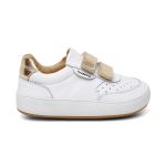 Tênis Infantil Branco e Dourado com Velcro e Conforto Anatômico Bamu