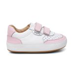 Tênis Infantil Branco e Rosa com Velcro e Conforto Anatômico Bamu