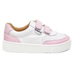 Tênis em Couro Branco e Rosa Bamu Infantil