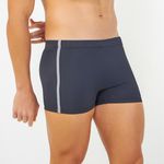 SUNGA BOXER COM ZIPER PRETO C/ CINZA