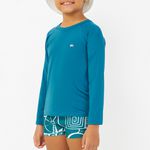 CAMISETA UV CAVA COMUM INFANTIL VERDE PETROLEO