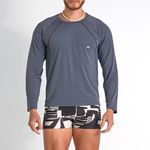 CAMISETA UV RECORTES COM VIVO FRENTE GRAFITE COM PRETO