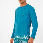 CAMISETA UV RECORTES COM VIVO FRENTE VERDE PETROLEO COM MARINHO