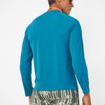 CAMISETA UV RECORTES COM VIVO MANGAS VERDE PETROLEO COM MARINHO