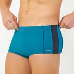 SUNGA SLIP COM RECORTE VERDE PETROLEO C/ PRETO