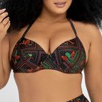 TOP C/ BOJO E RECORTE ESTAMPADO ARTE POPULAR