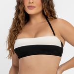 TOP FAIXA S/ BOJO BICOLOR PRETO COM NATURE