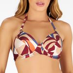 TOP COM BOJO E RECORTE ESTAMPADO FOLHAGEM AQUARELADA