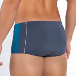 SUNGA SLIP COM RECORTE GRAFITE COM VERDE PETROLEO