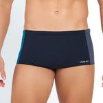 SUNGA SLIP TRICOLOR PRETO COM VERDE PETROLEO E GRAFIT