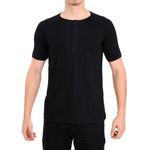 Camisa Raglan Manga Curta Preta - Algodão Egípcio
