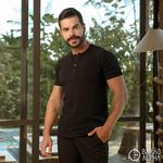 Camisa Raglan Manga Curta Preta - Algodão Egípcio