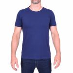 Camiseta Gola Redonda Curta Azul - Algodão Egípcio 