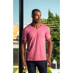 Camiseta Gola V Manga Curta Rosa- Algodão Egípcio