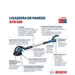 Lixadeira De Parede GTR 550 127V 550W Com Maleta Bosch