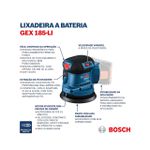 Lixadeira Excêntrica a Bateria 18v GEX 185-Li Sem Bateria Bosch