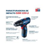 Parafusadeira Furadeira de Impacto 12v GSB 120-LI Com Maleta e Bateria Bosch