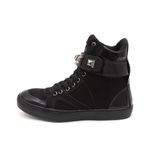 Tenis Sneaker Bawmi Cano Alto Feminino Allblack com Piramide Grafite