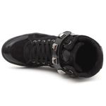 Tenis Sneaker Bawmi Cano Alto Feminino Allblack com Piramide Grafite