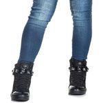 Tenis Sneaker Bawmi Cano Alto Feminino Allblack com Piramide Grafite