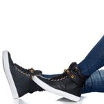 Tenis Sneaker Bawmi Cano Alto Feminino Preto com Piramide