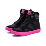 Tenis Sneaker Bawmi Cano Alto Feminino Preto/Pink