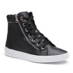 Tenis Vegano Bawmi Cano Alto Feminino Preto com Ziper
