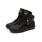 Tenis Sneaker Bawmi Cano Alto Feminino Preto com Ziper